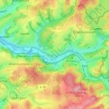 Mappa topografica Klaswipper, altitudine, rilievo