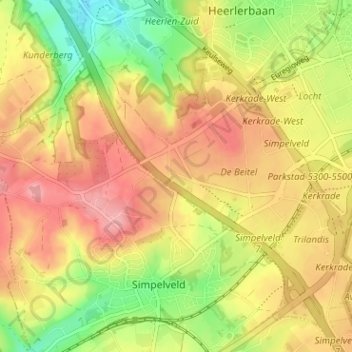 Mappa topografica Hondsrug, altitudine, rilievo