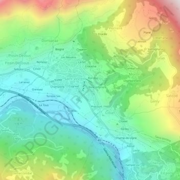 Mappa topografica Vagnod, altitudine, rilievo