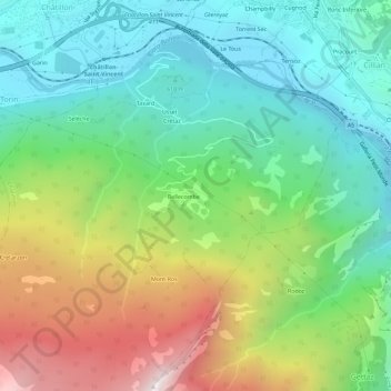 Mappa topografica Pery, altitudine, rilievo