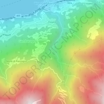 Mappa topografica Nebbia, altitudine, rilievo