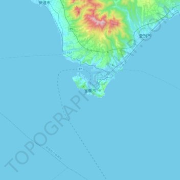 Mappa topografica Muroran, altitudine, rilievo