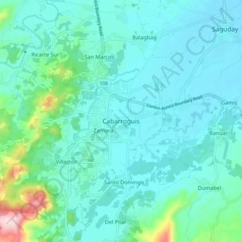 Mappa topografica Cabarroguis, altitudine, rilievo