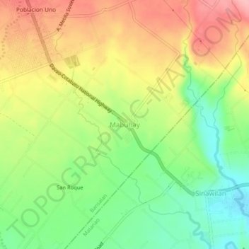Mappa topografica Mabuhay, altitudine, rilievo