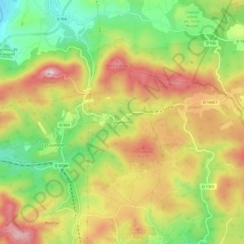 Mappa topografica Soumartre, altitudine, rilievo