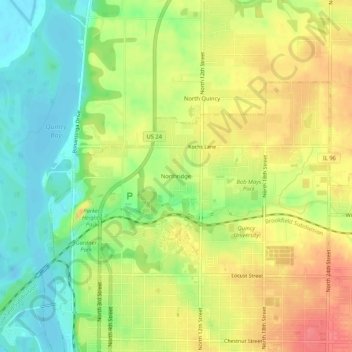 Mappa topografica Northridge, altitudine, rilievo