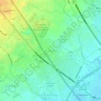 Mappa topografica San Agustin, altitudine, rilievo