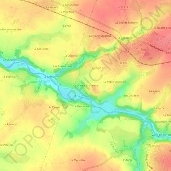 Mappa topografica La Grande Chauvière, altitudine, rilievo