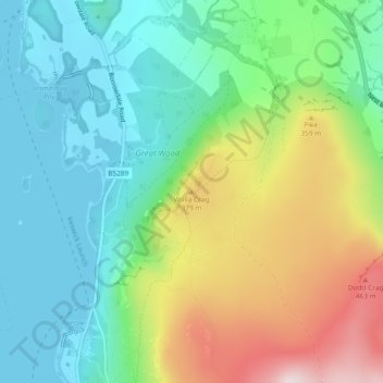 Mappa topografica Walla Crag, altitudine, rilievo