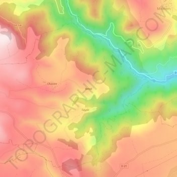 Mappa topografica Beteil, altitudine, rilievo