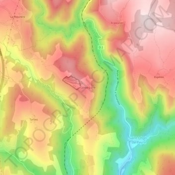 Mappa topografica Sainte-Lucie, altitudine, rilievo