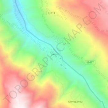Mappa topografica Sarin, altitudine, rilievo