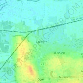 Mappa topografica Sagehorn, altitudine, rilievo
