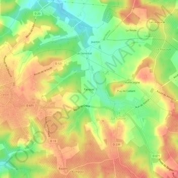 Mappa topografica Fauquet, altitudine, rilievo