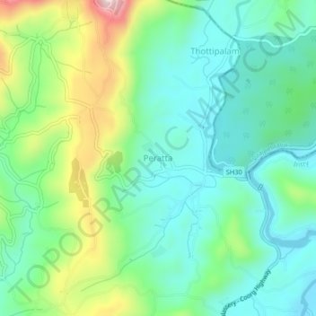 Mappa topografica Peratta, altitudine, rilievo