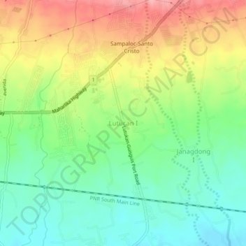 Mappa topografica Lutucan I, altitudine, rilievo