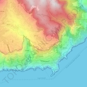 Mappa topografica San Lazzaro, altitudine, rilievo