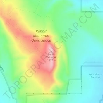 Mappa topografica Rabbit Mountain, altitudine, rilievo