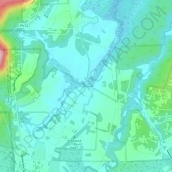Mappa topografica Cortland, altitudine, rilievo