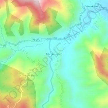 Mappa topografica Alto Anapati, altitudine, rilievo