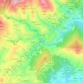Mappa topografica Pianezze, altitudine, rilievo