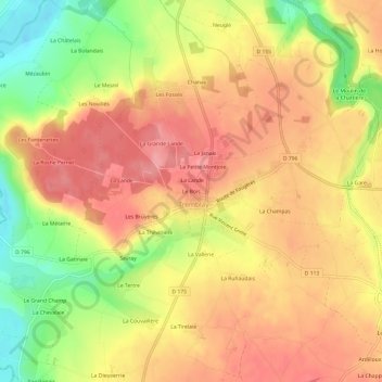 Mappa topografica Le Bois, altitudine, rilievo