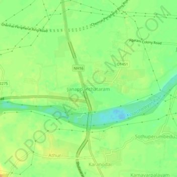 Mappa topografica Janappanchataram, altitudine, rilievo