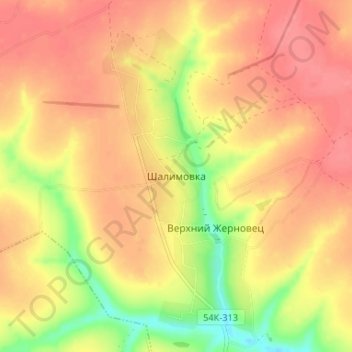 Mappa topografica Шалимовка, altitudine, rilievo
