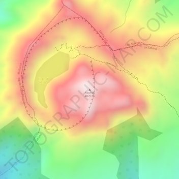 Mappa topografica Azufral, altitudine, rilievo