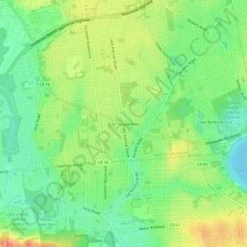 Mappa topografica East Hauppauge, altitudine, rilievo