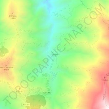 Mappa topografica Alcázar, altitudine, rilievo