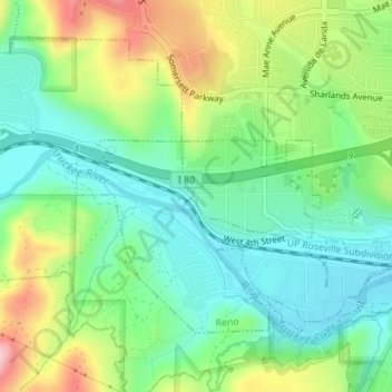 Mappa topografica Lawton, altitudine, rilievo