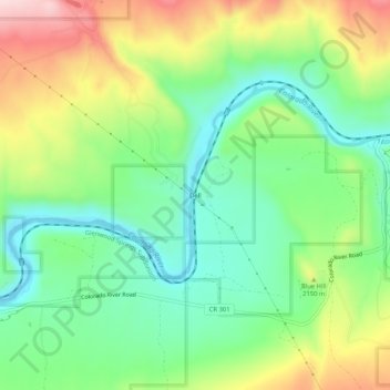 Mappa topografica Dell, altitudine, rilievo