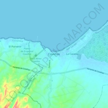 Mappa topografica Coveñas, altitudine, rilievo