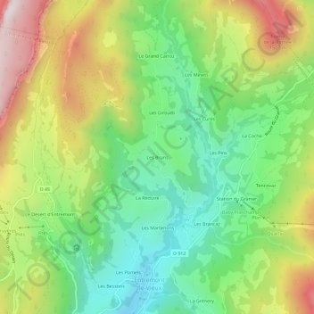 Mappa topografica Les Bruns, altitudine, rilievo