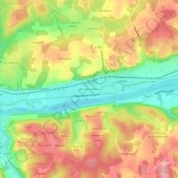Mappa topografica Clos de la Roque, altitudine, rilievo