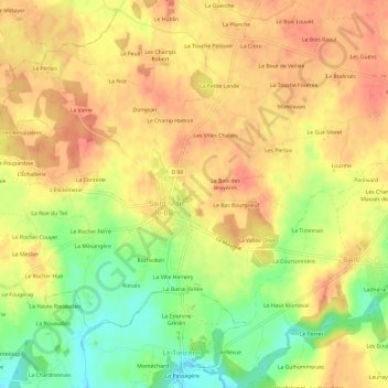 Mappa topografica Moureul, altitudine, rilievo