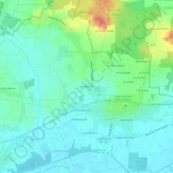 Mappa topografica Les Tamaris, altitudine, rilievo