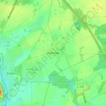 Mappa topografica Mehrow, altitudine, rilievo