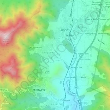 Mappa topografica Casal Barone, altitudine, rilievo