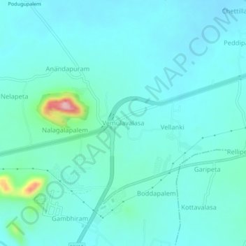 Mappa topografica Vemulavalasa, altitudine, rilievo