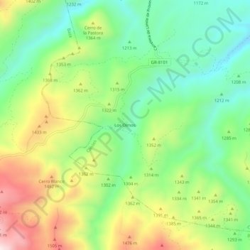 Mappa topografica Los Olmos, altitudine, rilievo