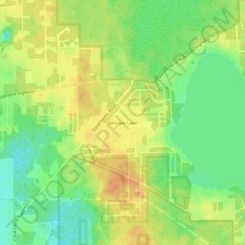 Mappa topografica Georges Lake, altitudine, rilievo