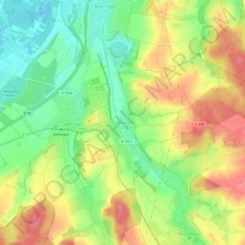 Mappa topografica Sulmingen, altitudine, rilievo