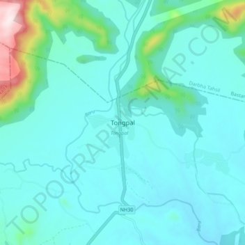 Mappa topografica Tongpal, altitudine, rilievo