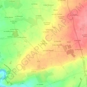 Mappa topografica Les Bignons, altitudine, rilievo