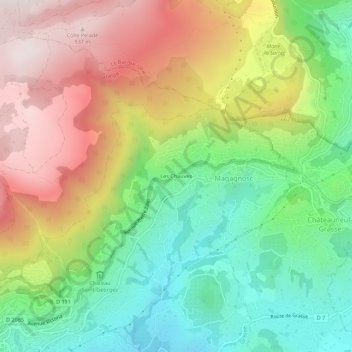 Mappa topografica Les Chauves, altitudine, rilievo