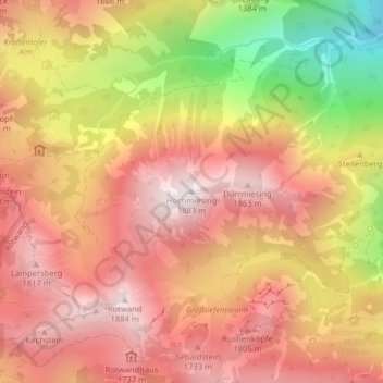 Mappa topografica Hochmiesing, altitudine, rilievo