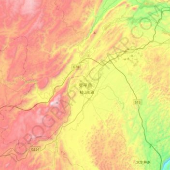 Mappa topografica 罗平县, altitudine, rilievo