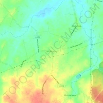 Mappa topografica Bristersburg, altitudine, rilievo
